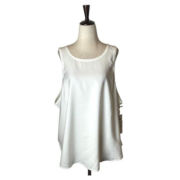 Good American‎ White Ivory Round Neck Sleeveless Rounded Hem Blouse Size XXL NWT - Picture 1 of 8
